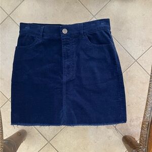 Dark Blue Corduroy Mini Skirt